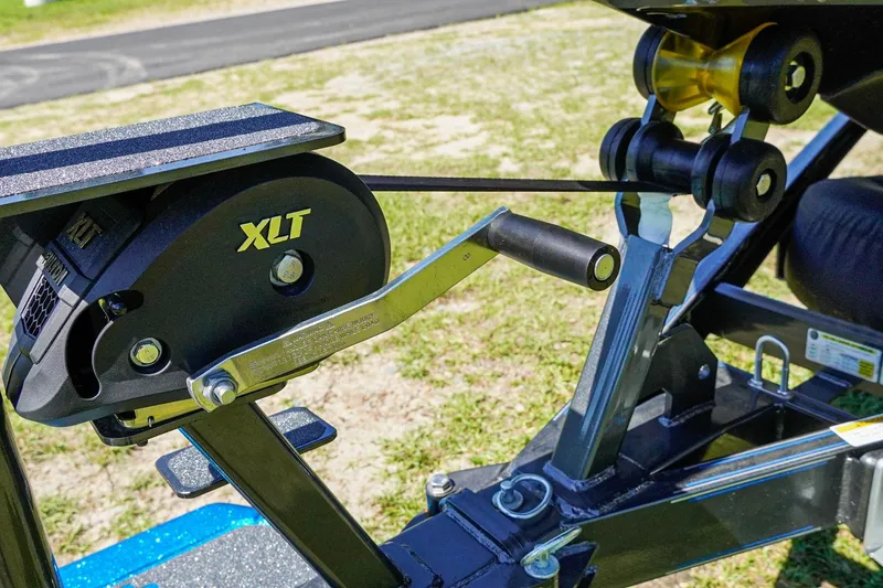 Slide: The Image of Close-up of XLT winch mechanism on 2025 Bass Cat Puma STS boat trailer. - 23