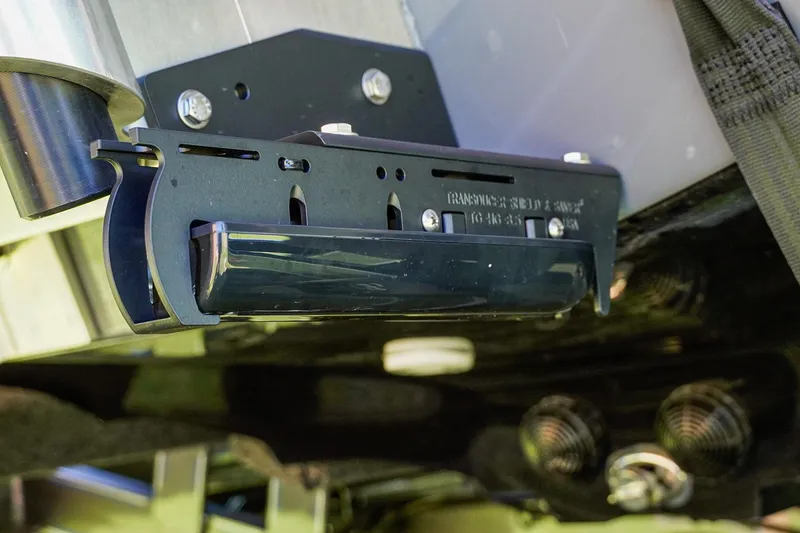 Slide: The Image of 2025 Bass Cat Puma STS transducer mount detail, showcasing sleek design and functionality. - 27