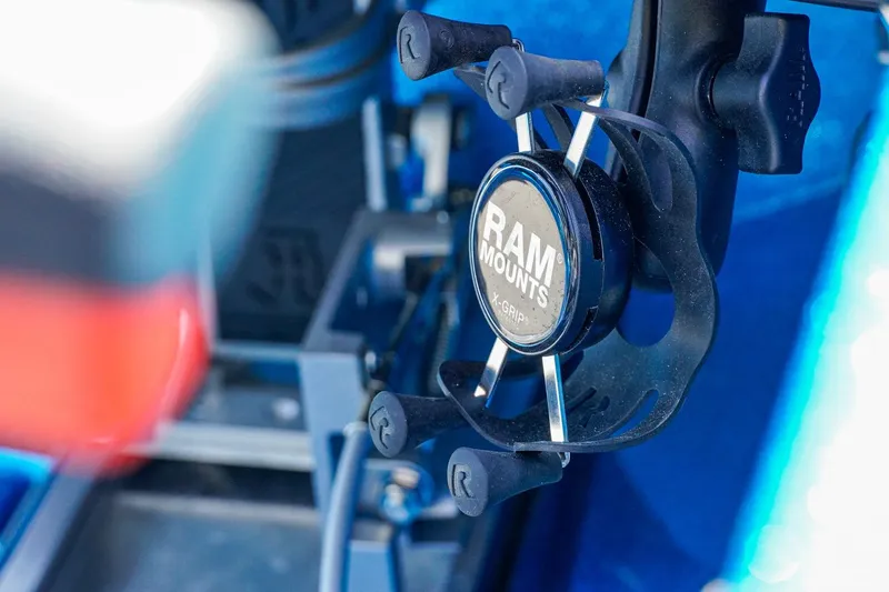 Slide: The Image of RAM Mounts X-Grip in 2025 Bass Cat Puma STS boat, close-up view. - 29