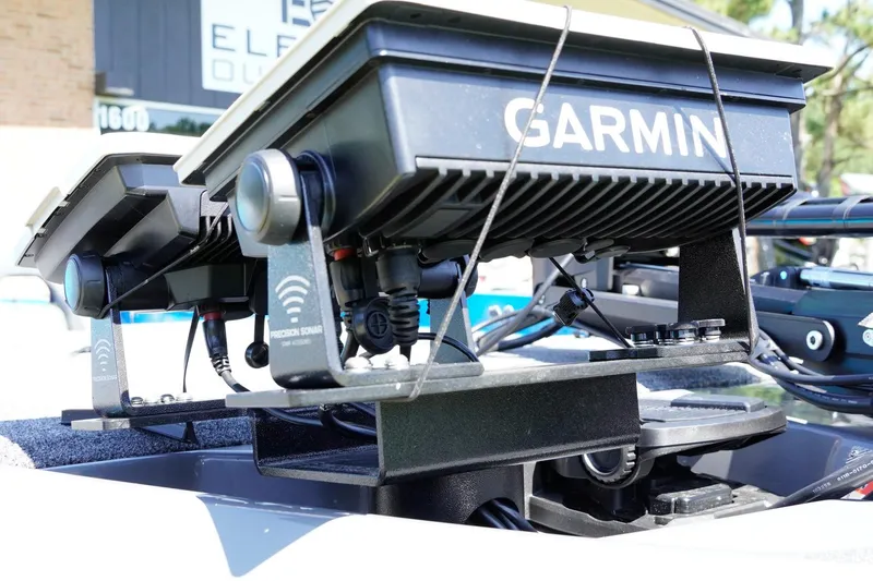 Slide: The Image of 2025 Bass Cat Puma STS with Garmin sonar equipment, showcasing advanced marine technology. - 33