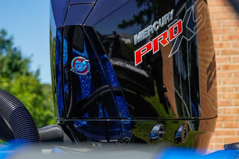 Slide: The Image of 2025 Bass Cat Puma STS with Mercury Pro XS engine detail. - 50