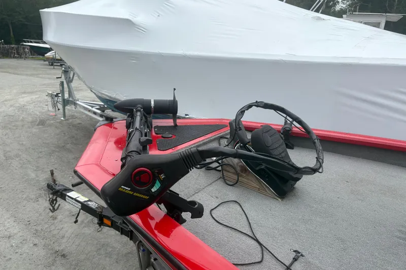 Slide: The Image of 2008 Tracker Pro Team 175 TXW boat with trolling motor on trailer. - 4