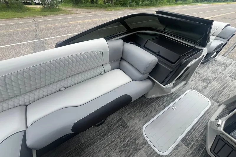 Slide: The Image of Luxurious 2025 Avalon Excalibur Versatile Rear Bench Windshield with sleek gray seating design. - 22
