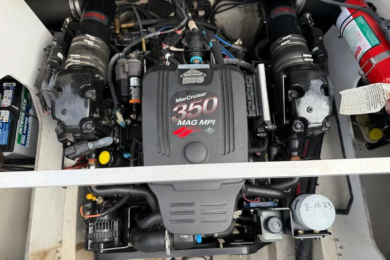 Slide: The Image of MerCruiser 350 MAG MPI engine in 2008 Sea Ray 230 Bow Rider Select boat. - 15