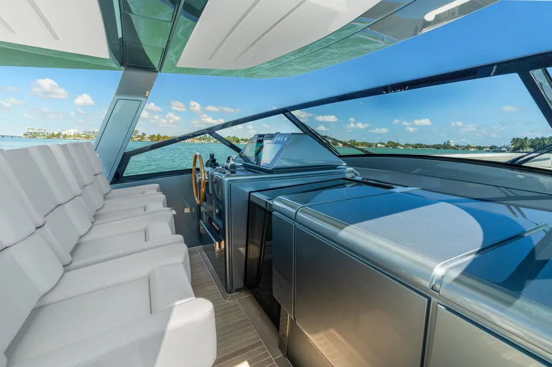 Slide: The Image of 2024 CNM CONTINENTAL 54 SuperSport yacht interior with sleek design and ocean view. - 33