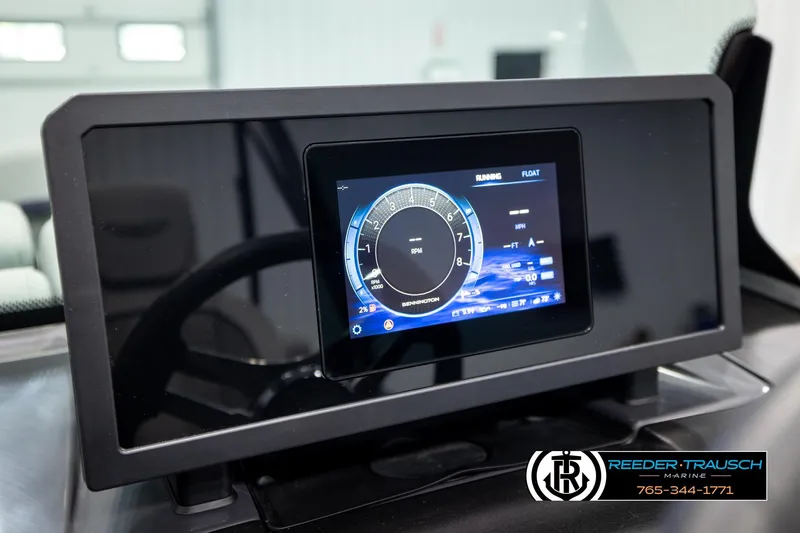 Slide: The Image of Dashboard display of 2026 Bennington 22 MFBSE boat with digital controls and gauges. - 33