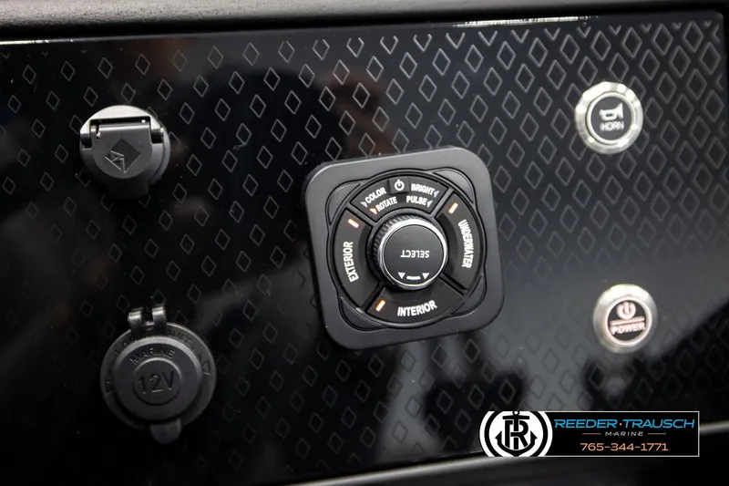 Slide: The Image of Control panel of 2026 Bennington 22 MFBSE boat with lighting and power switches. - 34