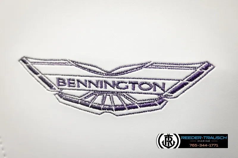 Slide: The Image of Embroidered Bennington logo on 2026 Bennington 22 MFBSE boat upholstery. - 37