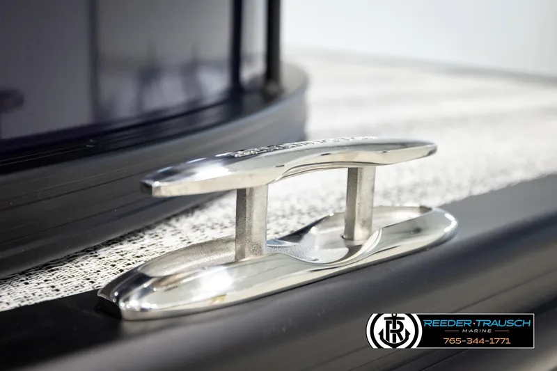 Slide: The Image of Close-up of a 2026 Bennington 22 MFBSE boat cleat, featuring sleek metallic design. - 48