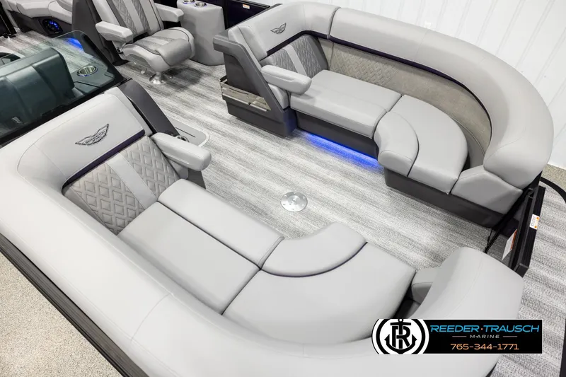 Slide: The Image of Luxurious interior of 2026 Bennington 22 MFBSE pontoon boat with plush seating. - 9