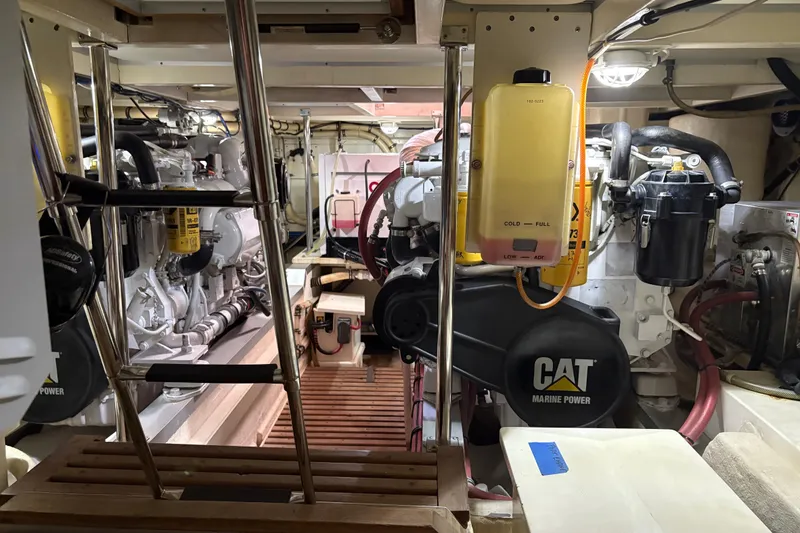 Slide: The Image of Engine room of 2002 Grand Banks 42 Classic with CAT marine power equipment. - 71