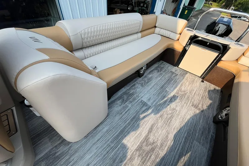 Slide: The Image of Luxurious interior of 2025 Avalon Catalina Quad Lounger with plush seating and modern design. - 12