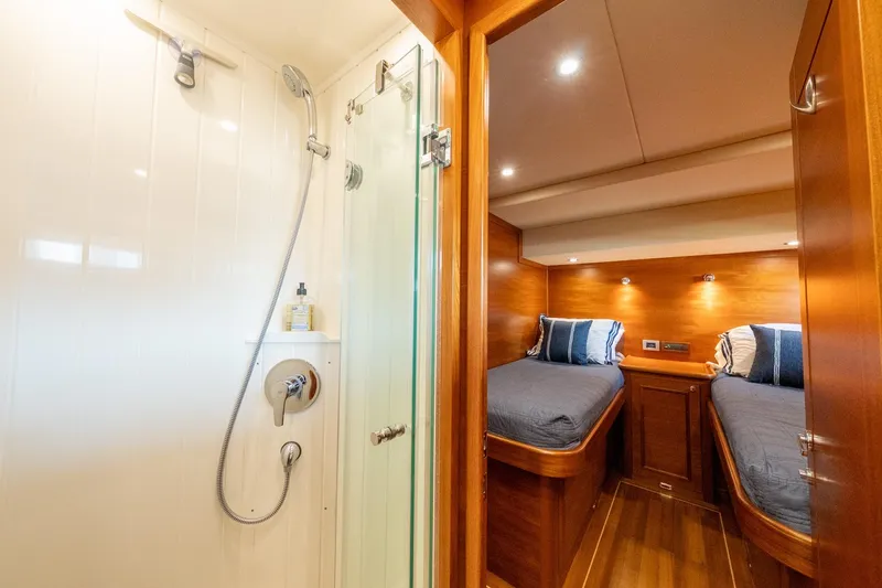 Slide: The Image of Luxurious twin cabin interior on 2016 Grand Banks 72 Aleutian RP yacht. - 110