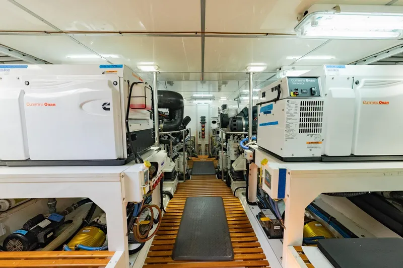 Slide: The Image of 2016 Grand Banks 72 Aleutian RP yacht side deck with open hatch and marina view. - 115