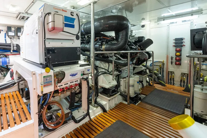 Slide: The Image of Engine room of 2016 Grand Banks 72 Aleutian RP with Cummins Onan generators. - 116