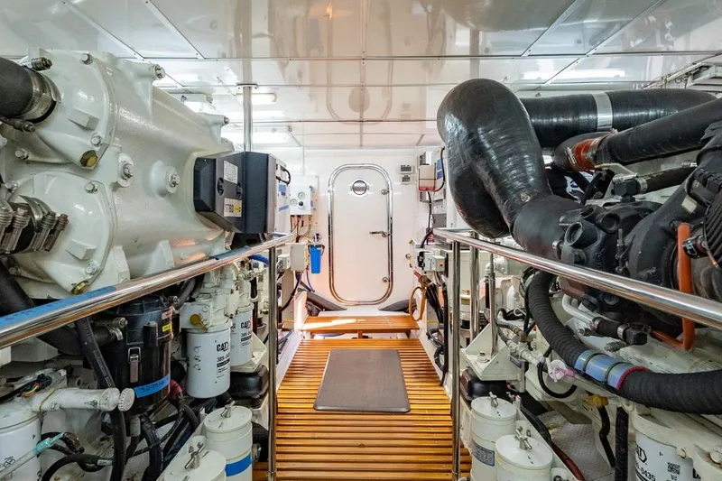 Slide: The Image of Engine room of 2016 Grand Banks 72 Aleutian RP yacht, showcasing machinery and equipment. - 118