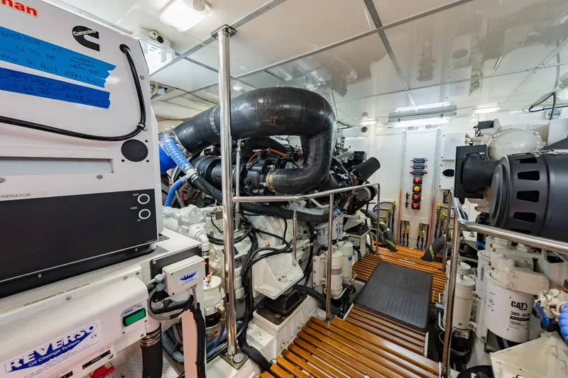 Slide: The Image of Engine room of 2016 Grand Banks 72 Aleutian RP yacht, showcasing machinery and equipment. - 120