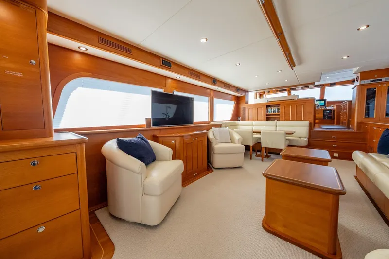 Slide: The Image of Luxurious interior of 2016 Grand Banks 72 Aleutian RP yacht with elegant seating and modern amenities. - 45