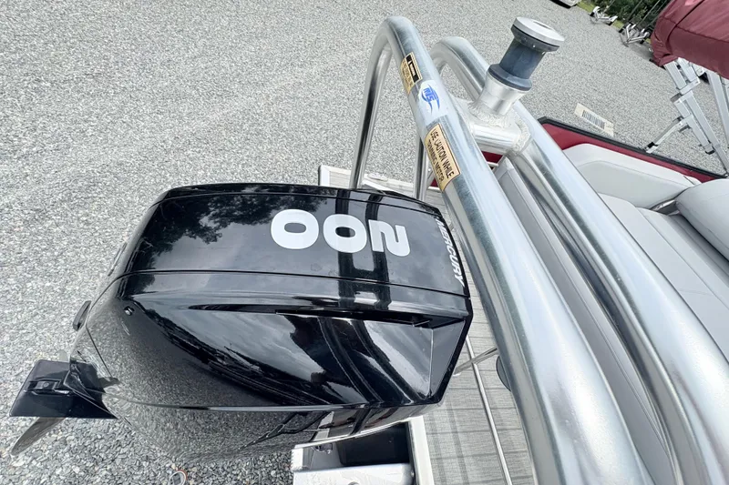 Slide: The Image of 2022 Bentley Pontoons 223 Elite with Mercury outboard motor, viewed from above. - 21