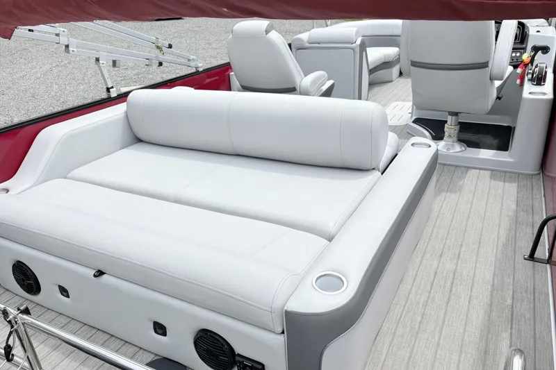 Slide: The Image of 2022 Bentley Pontoons 223 Elite interior with luxurious seating and modern design. - 7