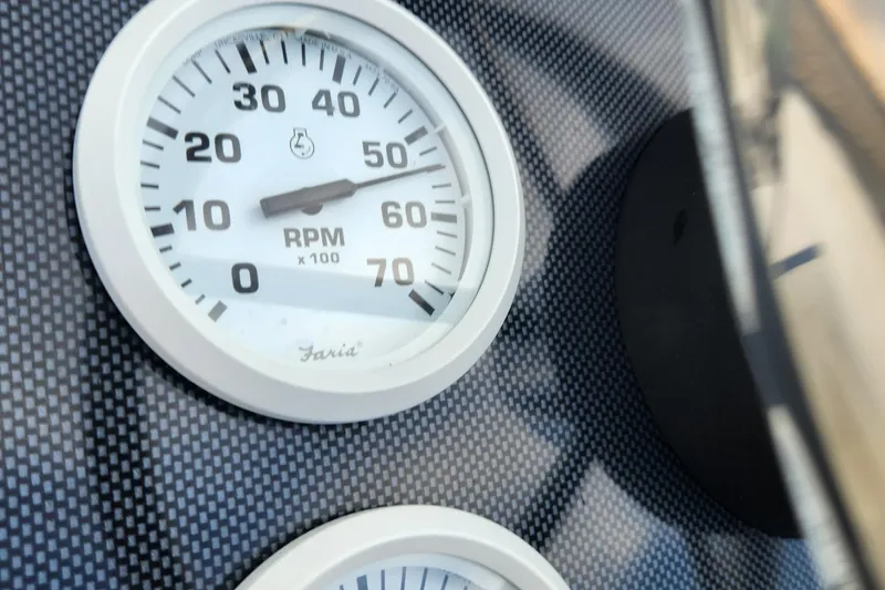 Slide: The Image of Close-up of RPM gauge on 2019 Novurania DL 400 boat dashboard. - 52