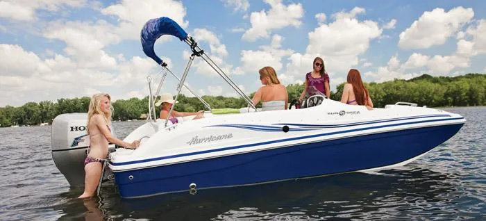 Slide: The Image of Manufacturer Provided Image: 2013 Hurricane SunDeck Sport 188 OB boat with people enjoying the water. - 26