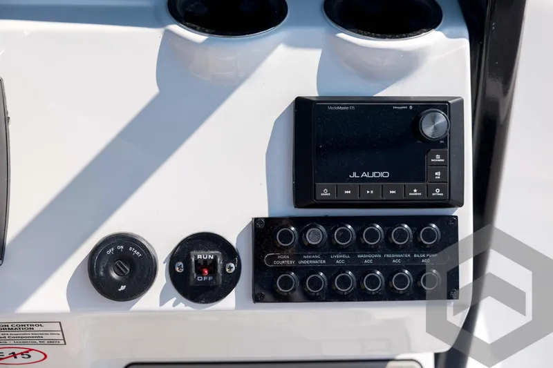 Slide: The Image of Control panel of 2026 Tidewater 2410 Bay Max boat with JL Audio system. - 40