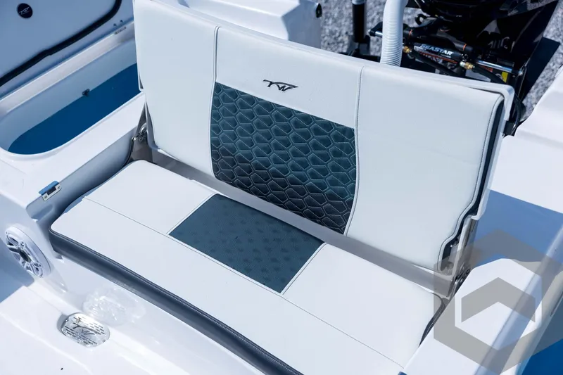 Slide: The Image of 2026 Tidewater 2410 Bay Max boat seat with stylish hexagonal pattern upholstery. - 69