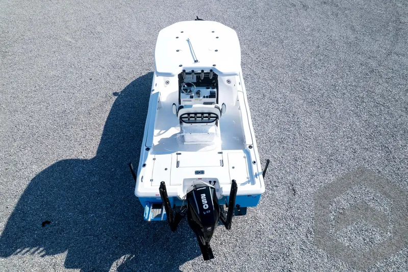 Slide: The Image of 2026 Tidewater 2410 Bay Max boat, aerial view, featuring outboard motor. - 76