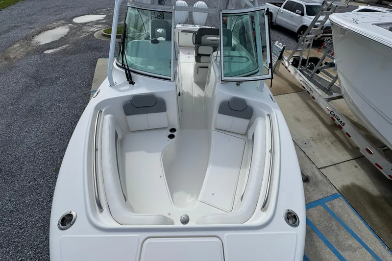 Slide: The Image of 2023 Albemarle 27 Dual Console boat with spacious seating and sleek design. - 18
