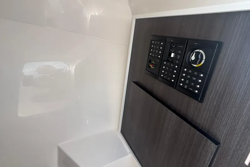 Slide: The Image of 2023 Albemarle 27 Dual Console interior control panel with modern design. - 45