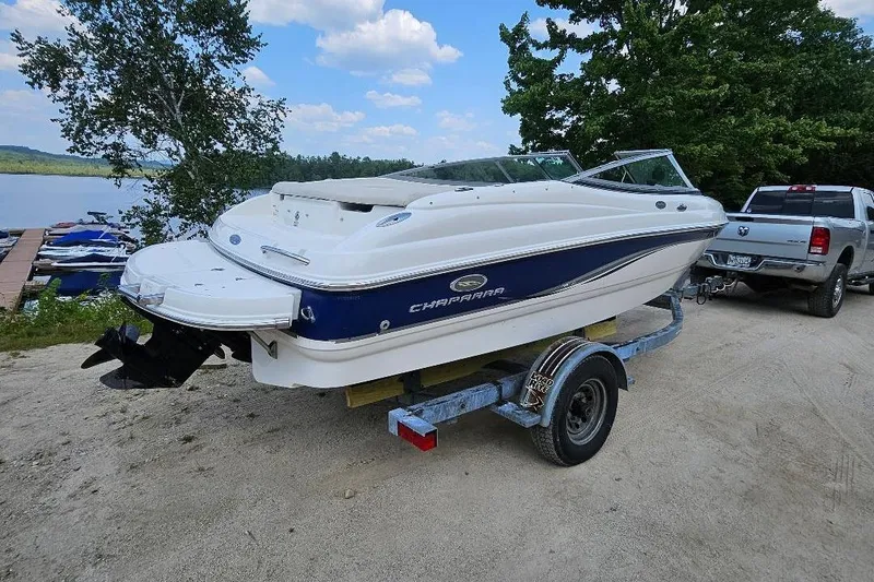 Slide: The Image of 2006 Chaparral 190 SSi boat on trailer near lake, ready for launch. - 3