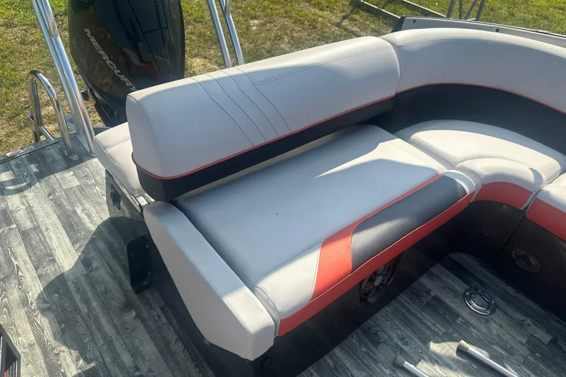 Slide: The Image of 2020 Crest Caribbean RS 250 SLS boat interior with stylish seating and modern design. - 22