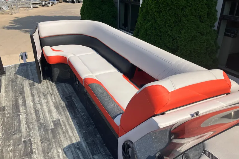 Slide: The Image of 2020 Crest Caribbean RS 250 SLS boat interior with stylish seating and modern design. - 7