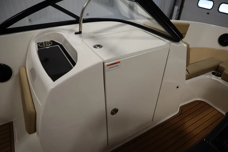 Slide: The Image of 2025 Bayliner VR6 Bowrider OB interior with sleek design and comfortable seating. - 29