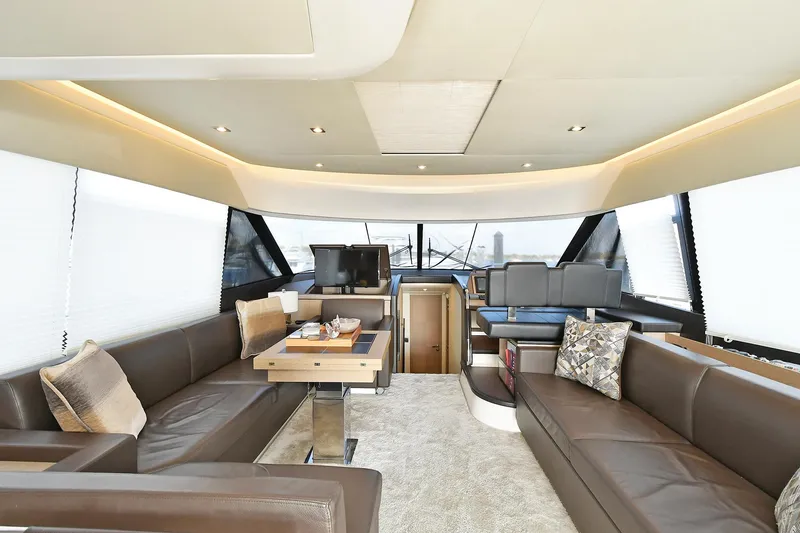 Slide: The Image of Luxurious interior of 2018 Prestige 560 Fly yacht with elegant seating and modern design. - 21