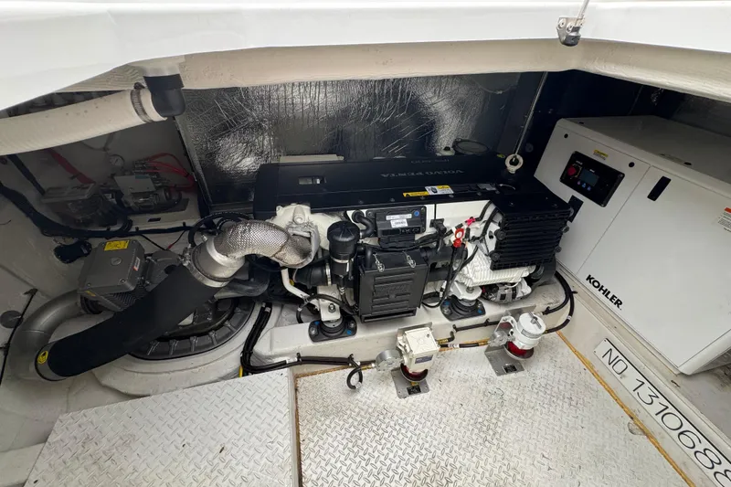 Slide: The Image of Engine room of 2019 Cruisers Yachts 42 Cantius with Volvo Penta engine and Kohler generator. - 20