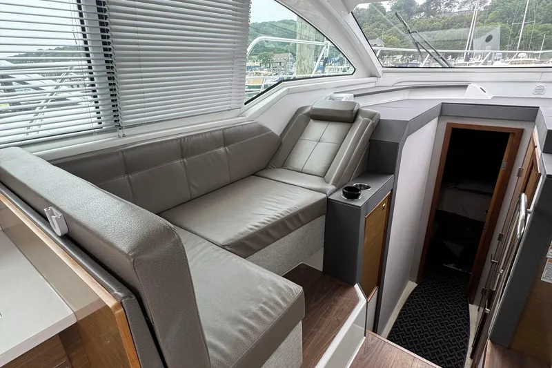 Slide: The Image of 2019 Cruisers Yachts 42 Cantius interior with sleek seating and modern design. - 40