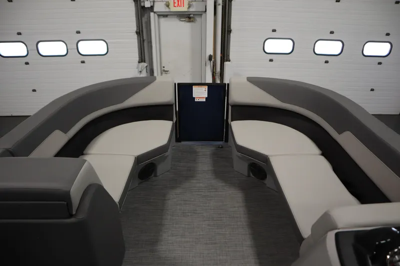 Slide: The Image of Interior of 2026 Lowe LS 170 boat with gray seating and modern design. - 10