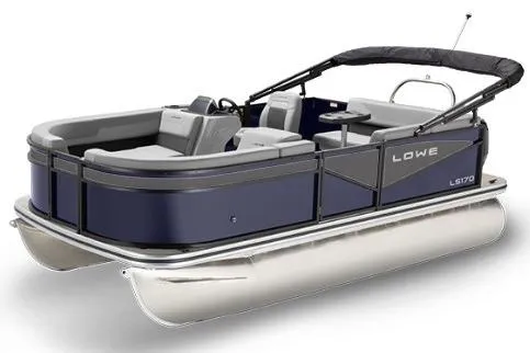 Slide: The Image of 2026 Lowe LS 170 pontoon boat with sleek design and modern features. - 32