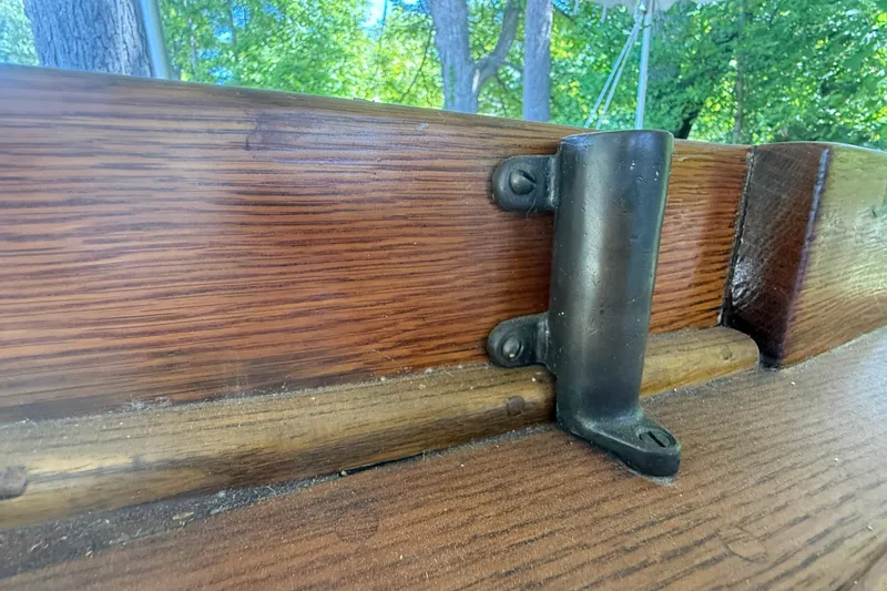 Slide: The Image of Close-up of 1904 Fay & Bowen Torpedo Launch wooden interior detail. - 23