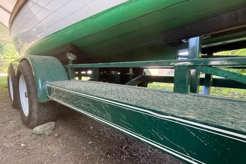 Slide: The Image of 1904 Fay & Bowen Torpedo Launch on green trailer, close-up view. - 26