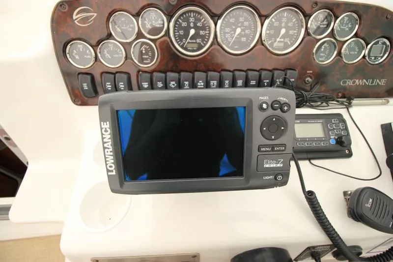 Slide: The Image of Dashboard of 2002 Crownline 290 CR with Lowrance Elite-7 GPS system. - 9