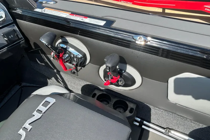 Slide: The Image of Interior of 2026 Lund 1875 Tyee boat showing control panel and seating. - 21