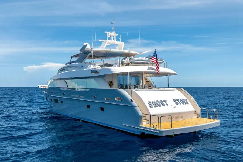 Slide: The Image of Luxurious 2017 Horizon RP120 yacht cruising on open sea under clear blue sky. - 2
