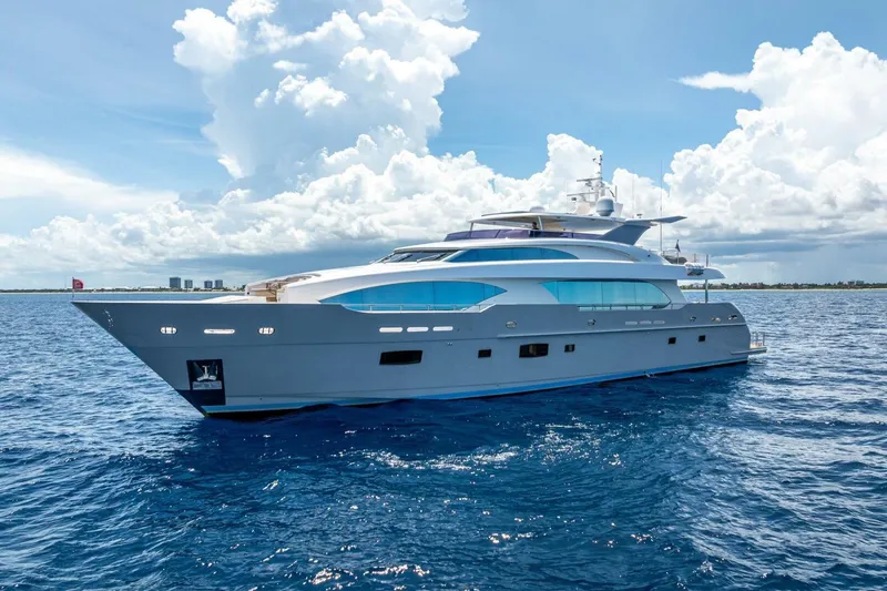 Slide: The Image of Luxurious 2017 Horizon RP120 yacht cruising on a sunny day with clear blue skies. - 3