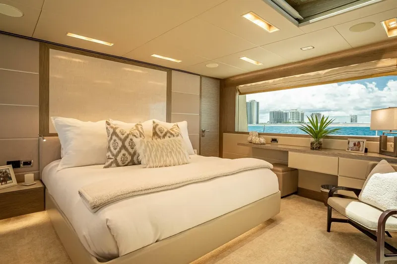 Slide: The Image of Luxurious bedroom interior on 2017 Horizon RP120 yacht with ocean view. - 30