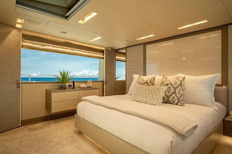 Slide: The Image of Luxurious bedroom on 2017 Horizon RP120 yacht with ocean view and elegant decor. - 31