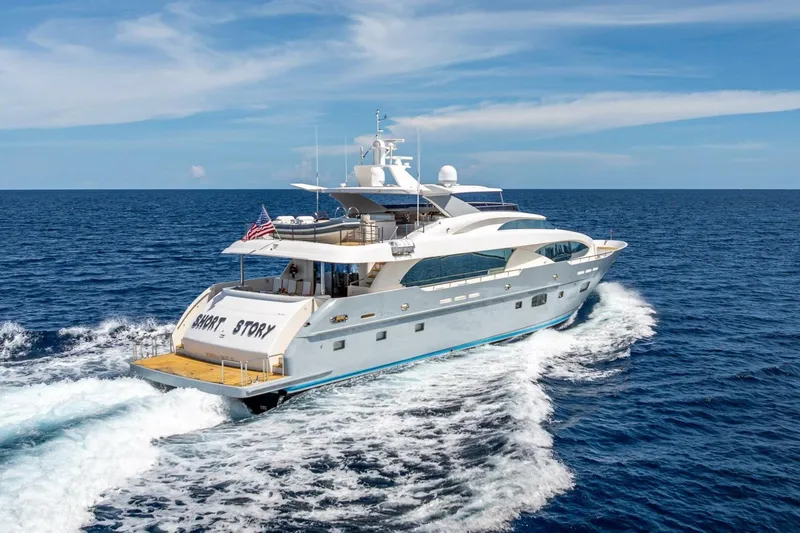 Slide: The Image of Luxurious 2017 Horizon RP120 yacht cruising on open sea under clear blue sky. - 7