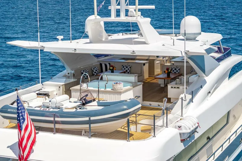 Slide: The Image of Luxurious 2017 Horizon RP120 yacht with spacious deck and elegant seating area. - 84